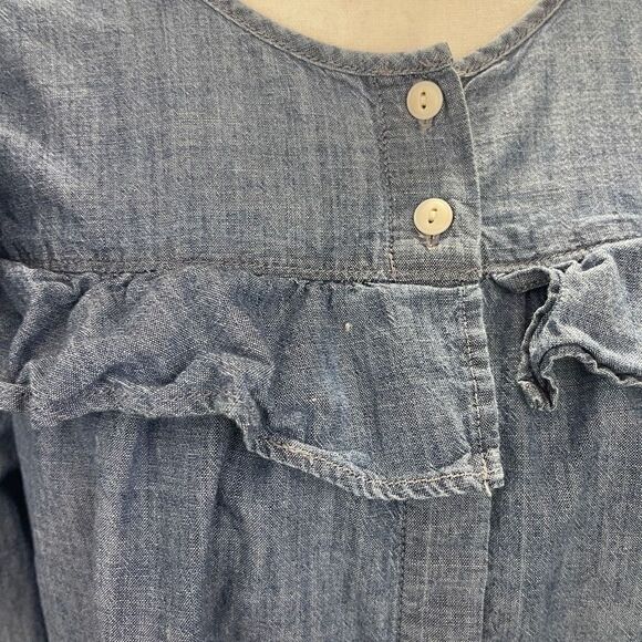 Madewell Chambray Denim Ruffled Yoke Top‎ - Picture 5 of 11